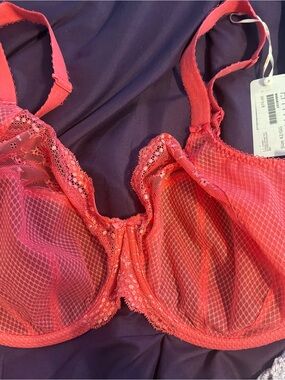 Elomi Sheer Lace Underwire Bra in Coral